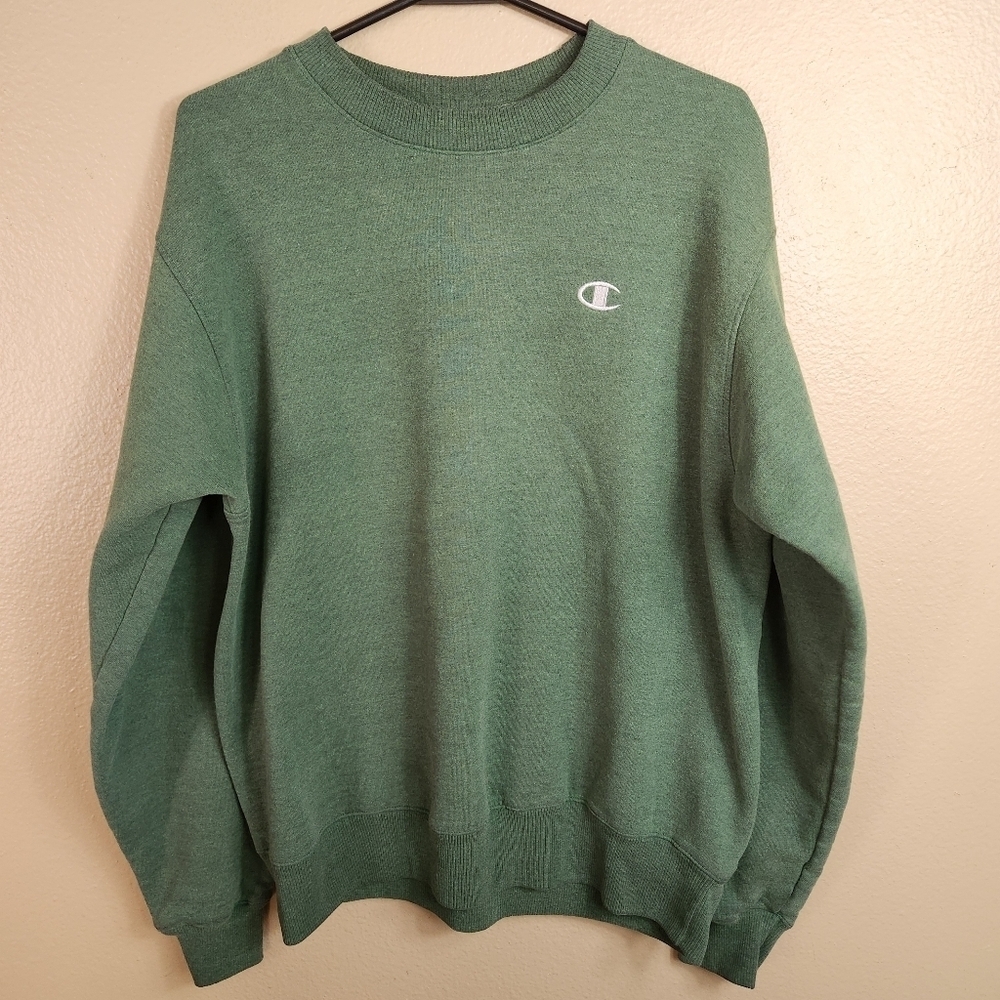 Champion Eco Mens Y2K Moss Green Crewneck Sweatshirt-Size M
